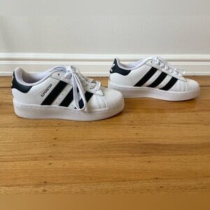 Adidas Superstar White and Black Shoes, Women’s Size 8